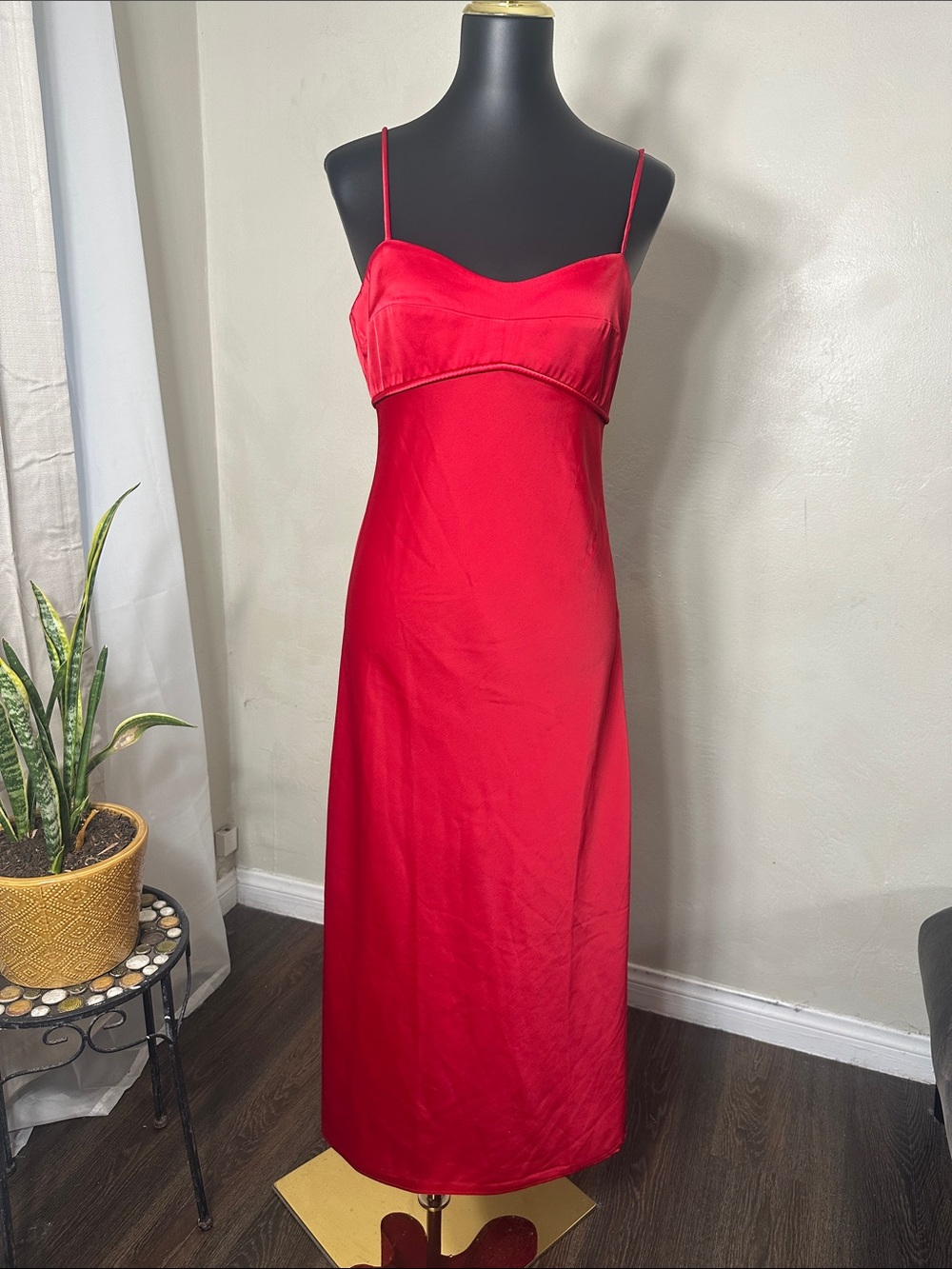 Wayf Red Spaghetti-Strap Maxi Dress